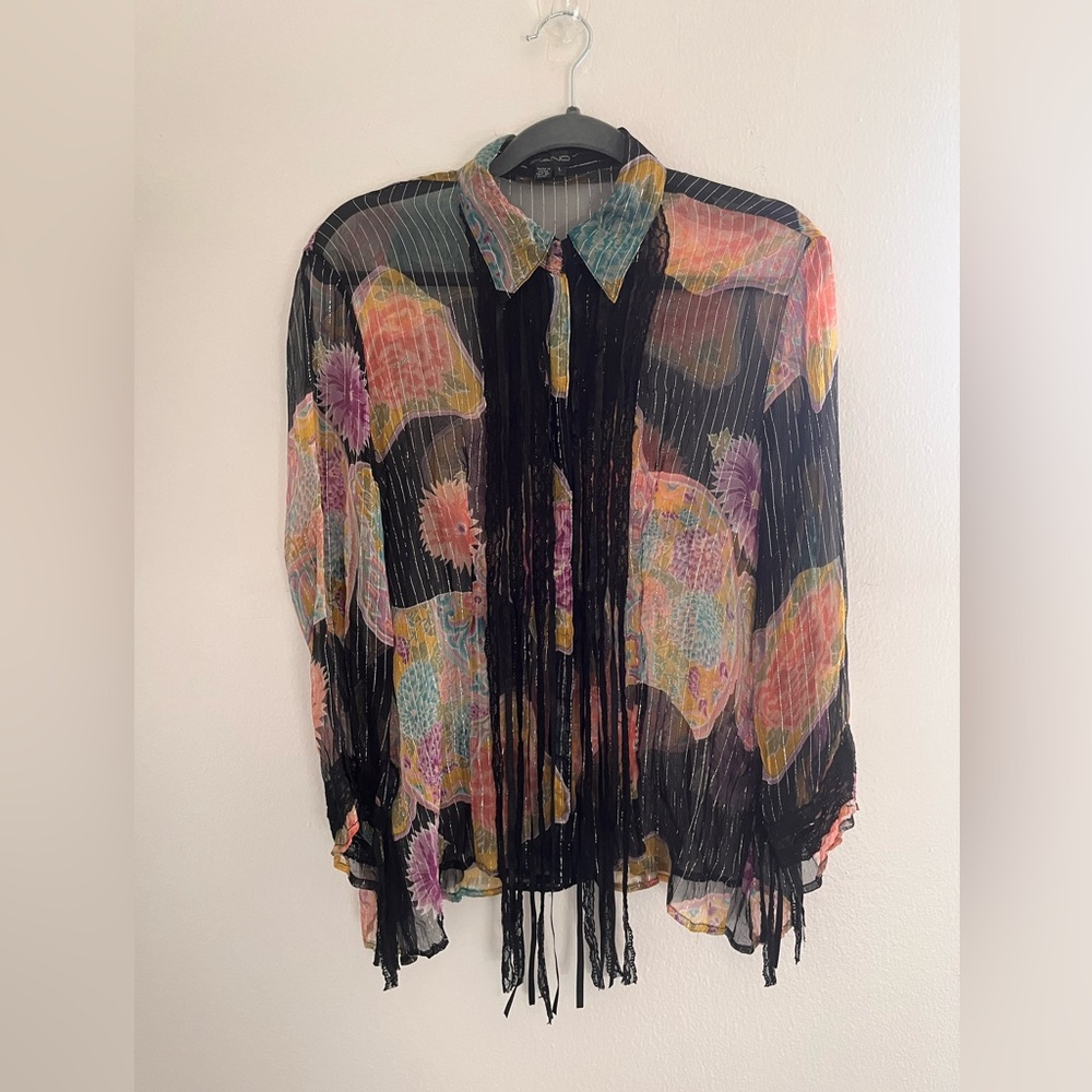Vintage piano blouse 100% silk size large